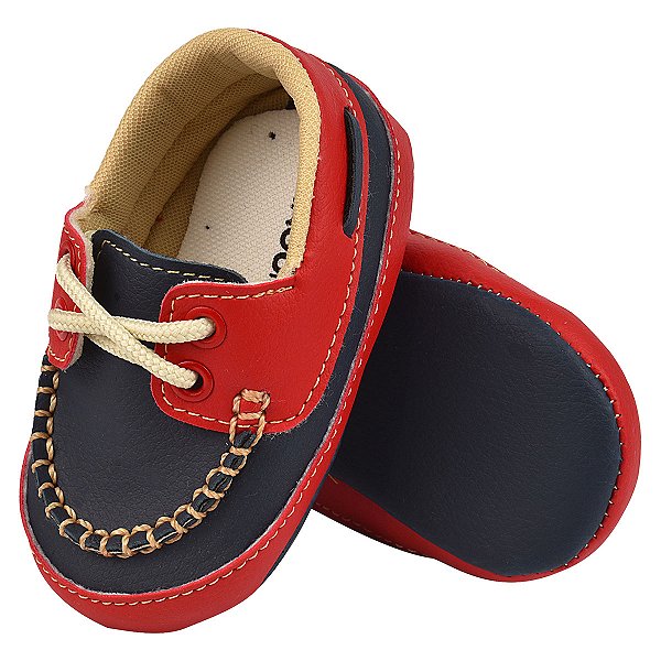 DOCKSIDE MENINO - COR VERMELHO/MARINHO - MATERIAL SINTETICO - LINHA BABY