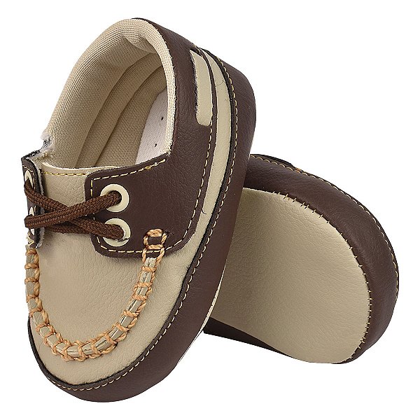 DOCKSIDE MENINO - COR MARFIM/CAFÉ - MATERIAL SINTETICO - LINHA BABY