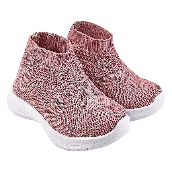 TENIS ESPORTIVO - MATERIAL DE TRICÔ - COR ROSE - SOLA MICRO EXPANDIDO - LINHA KIDS