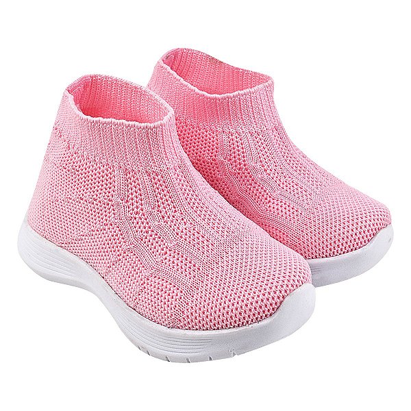 TENIS ESPORTIVO - MATERIAL DE TRICÔ - COR ROSA - SOLA MICRO EXPANDIDO - LINHA KIDS