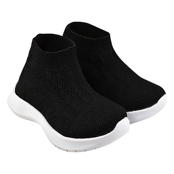 TENIS ESPORTIVO - MATERIAL DE TRICÔ - COR PRETO - SOLA MICRO EXPANDIDO - LINHA KIDS
