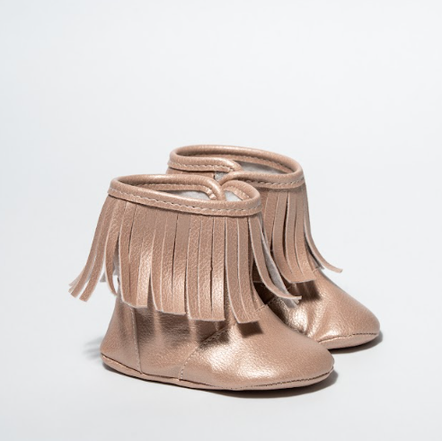 BOTA MENINA FRANJINHA - COR ROSE PEROLADO - LINHA BABY
