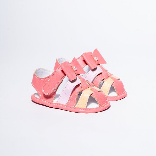 SANDALIA FEMININA - FRANCISCANA C/ LAÇO - COR ROSA CHICLETE - LINHA BABY