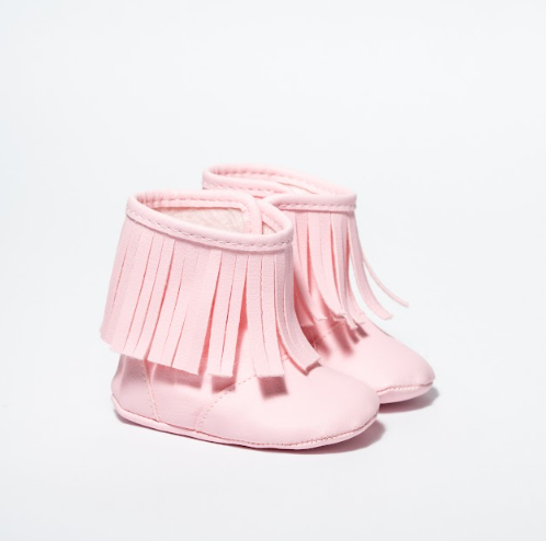 BOTA MENINA FRANJINHA - COR ROSA SINTÉTICO - LINHA BABY