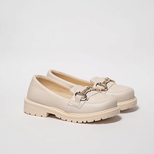 MOCASSIM OXFORD FEMININO - COR OFF WHITE -  DETALHE ABS - LINHA KIDS