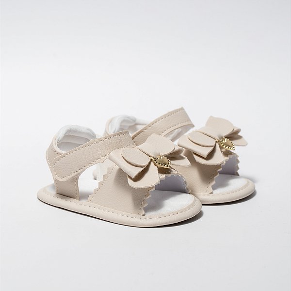SANDALIA FEMININA SOFIA - LAÇO PINGENTE - COR MARFIM - LINHA BABY