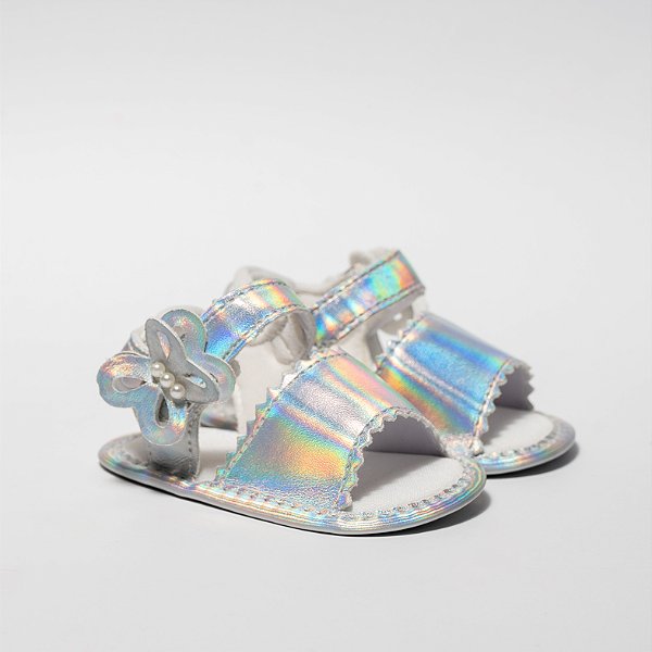 SANDALIA FEMININA MAYA - ENFEITE BORBOLETA NO VELCRO - COR HOLOGRAFICO - LINHA BABY