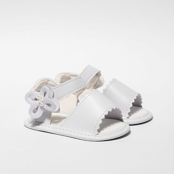 SANDALIA FEMININA MAYA - ENFEITE BORBOLETA NO VELCRO - COR BRANCA - LINHA BABY