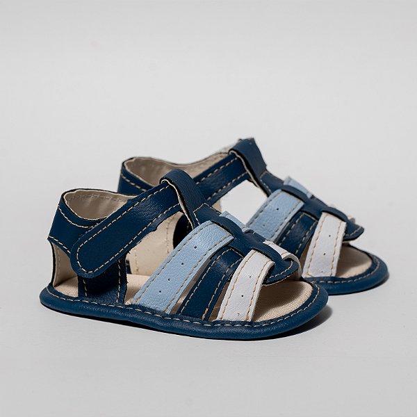 SANDÁLIA MASCULINA - MODELO FRANCISCANA - COR MARINHO C/BRANCO E AZUL BEBE - LINHA BABY