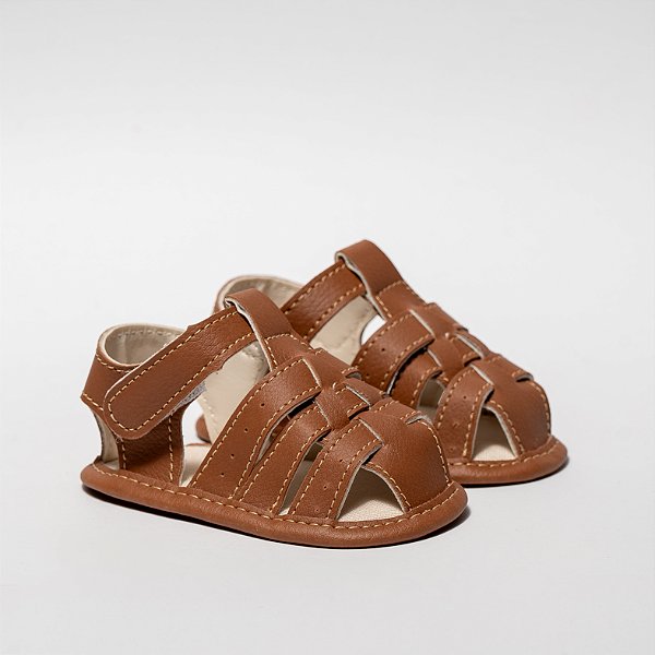 SANDÁLIA MASCULINA - MODELO FRANCISCANA FECHADA - COR CARAMELO - LINHA BABY