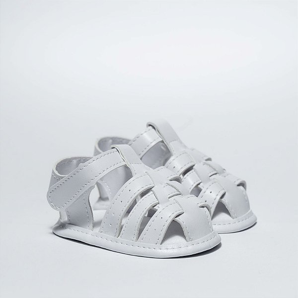 SANDÁLIA MASCULINA - MODELO FRANCISCANA FECHADA - COR BRANCA - LINHA BABY