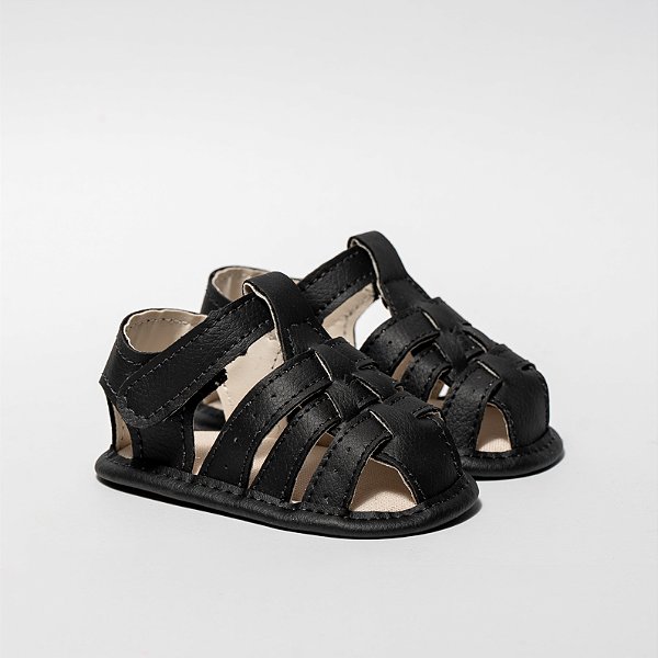 SANDÁLIA MASCULINA - MODELO FRANCISCANA FECHADA - COR PRETA - LINHA BABY