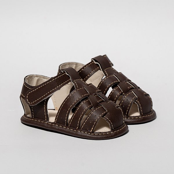 SANDÁLIA MASCULINA - MODELO FRANCISCANA FECHADA - COR CAFÉ - LINHA BABY