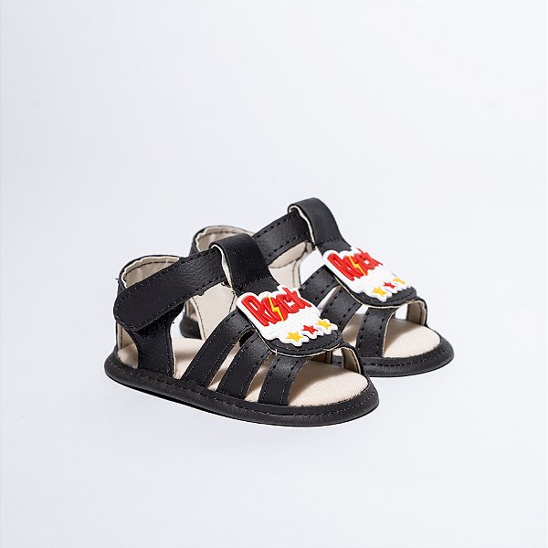 SANDALIA MASCULINA - APLICAÇÃO EMBORRACHADA - COR PRETO  - LINHA BABY