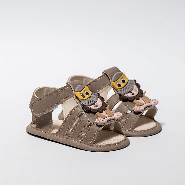 SANDALIA MASCULINA - APLICAÇÃO EMBORRACHADA - COR CASTOR - LINHA BABY