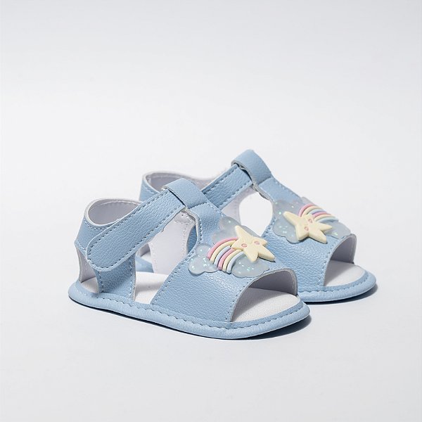 SANDALIA FEMININA - APLICAÇÃO EMBORRACHADA - COR AZUL BEBE - LINHA BABY