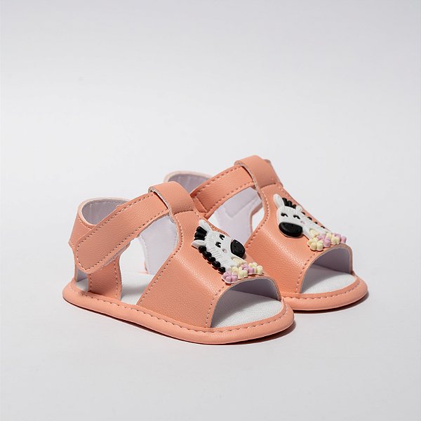 SANDALIA FEMININA - APLICAÇÃO EMBORRACHADA - COR SALMÃO - LINHA BABY