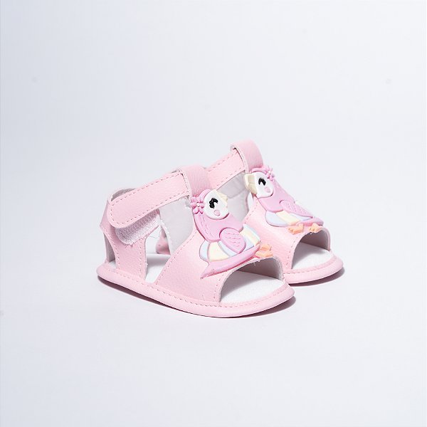 SANDALIA FEMININA - APLICAÇÃO EMBORRACHADA - COR ROSA BEBE - LINHA BABY