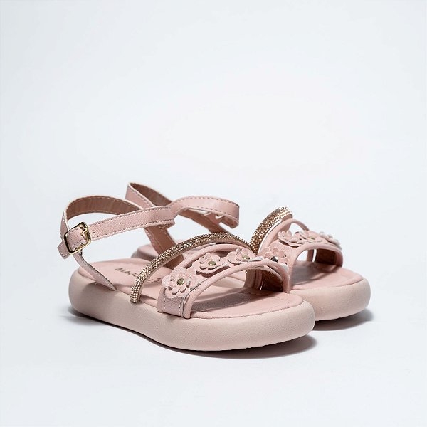 SANDÁLIA FEMININA INFANTIL 4 FLORES - COR ROSE - LINHA KIDS