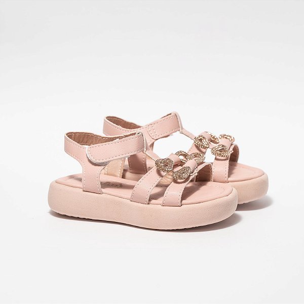SANDÁLIA FEMININA INFANTIL 2 LAÇOS - COR ROSE - LINHA KIDS