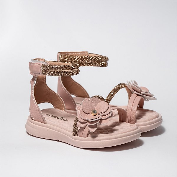 SANDÁLIA FEMININA INFANTIL 1 FLOR - COR ROSE - LINHA KIDS