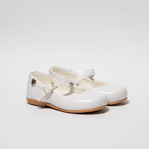 SAPATILHA FEMININA - COR BRANCO - MATERIAL VERNIZ SINTETICO - LINHA KIDS