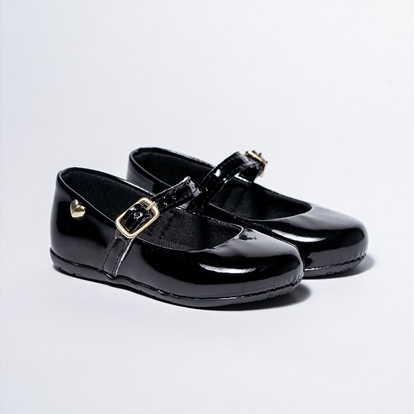 SAPATILHA FEMININA - COR PRETO - MATERIAL VERNIZ SINTETICO - LINHA KIDS