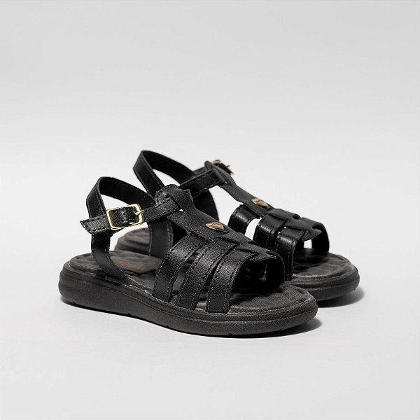 SANDÁLIA FEMININA - MODELO FRANCISCANA MODERNA - COR PRETO - LINHA KIDS