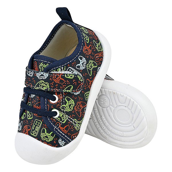 Tênis Masculino Infantil - Cor Azul Marinho - Modelo Meia Fechado - Linha Kids