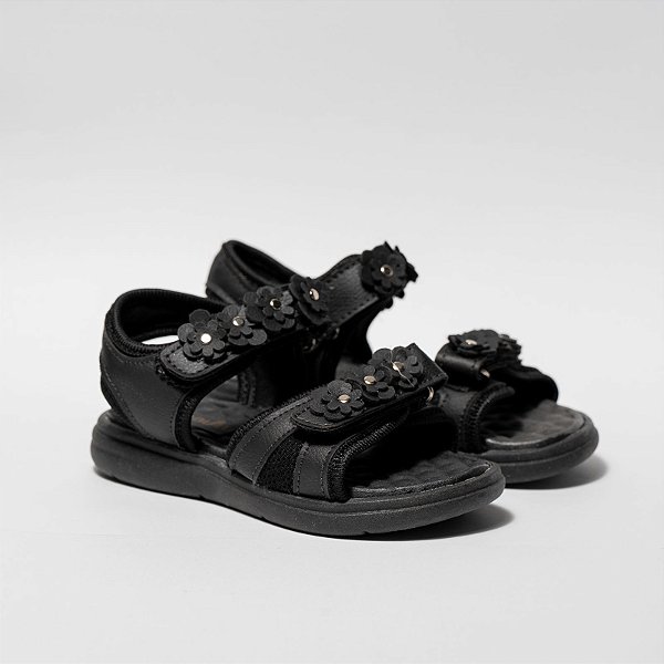 PAPETE FEMININA - MODELO FLORES - COR PRETO - LINHA KIDS