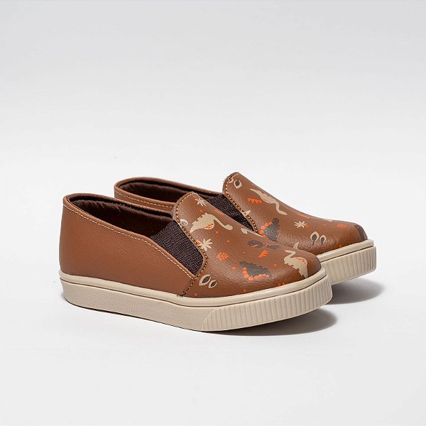SLIP ON MASCULINO BRILHO - COR CARAMELO - LINHA KIDS
