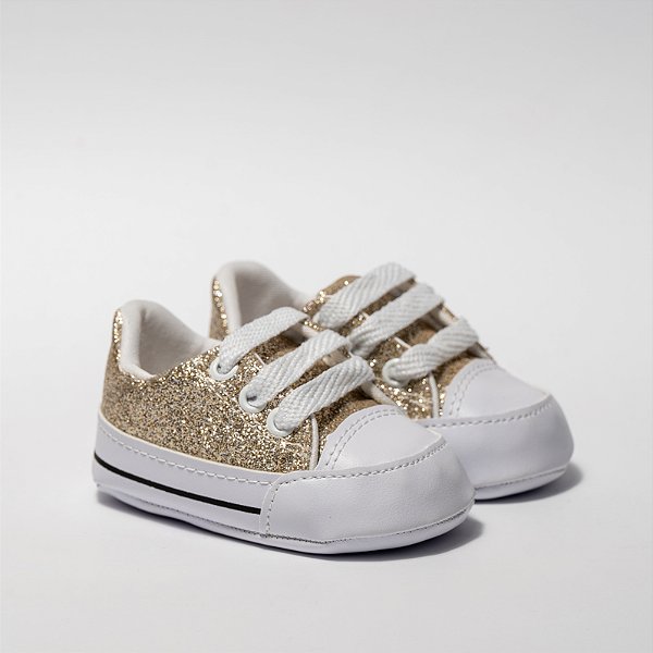 STARZINHO CANO BAIXO - COR GLITTER OURO LIGHT - MATERIAL LONA - LINHA BABY