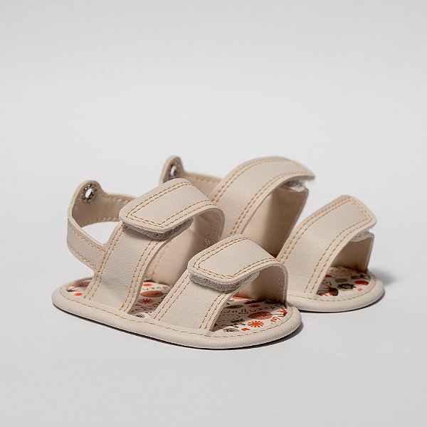 SANDALIA MASCULINA ADVENTURE VELCRO DUPLO - COR MARFIM ESCURO- LINHA BABY