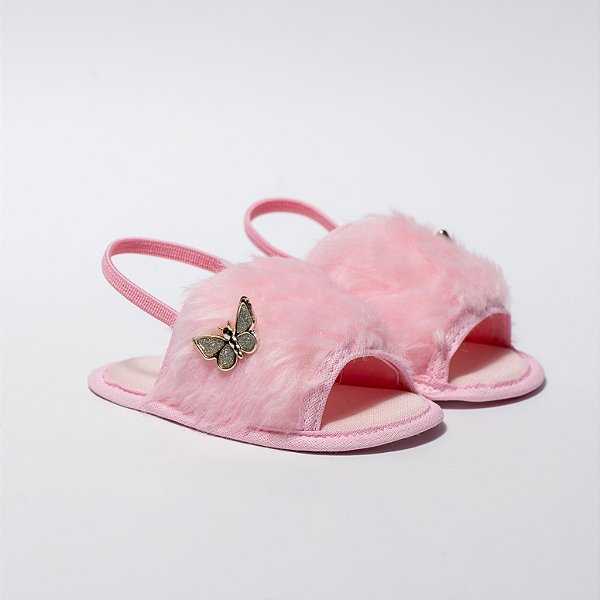 CHINELINHO ROSA MENINA - PELINHO APLICAÇÃO LOVE/latral - LINHA BABY