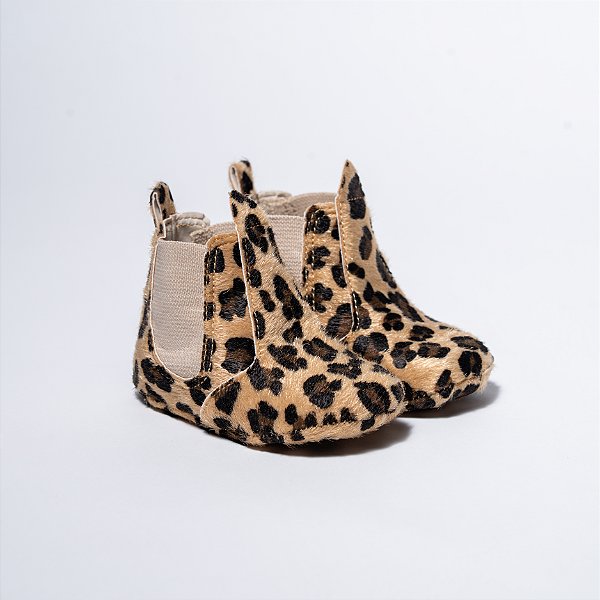 BOTA JEQUINHA MENINA BLOGUEIRINHA - CAMURÇA ANIMAL PRINT ONÇINHA  - LINHA BABY