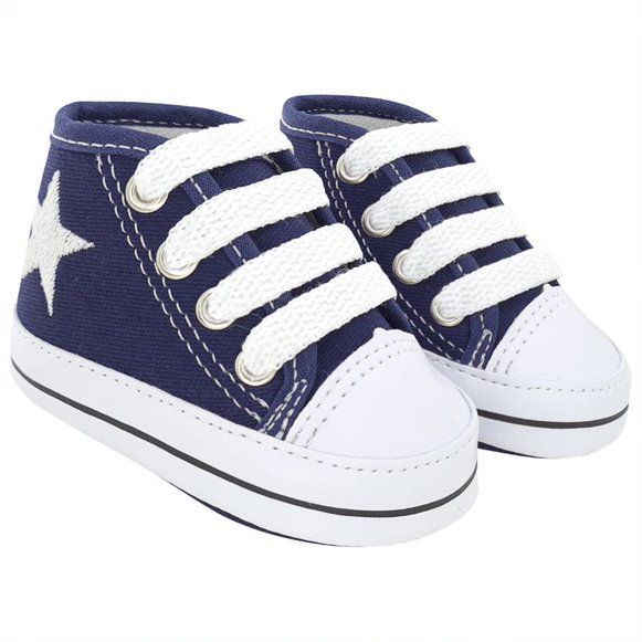 STARZINHO CANO ALTO MARINHO UNISSEX - BORDADO ESTRELA - LINHA BABY -  Maguilu Baby - Sapatinhos