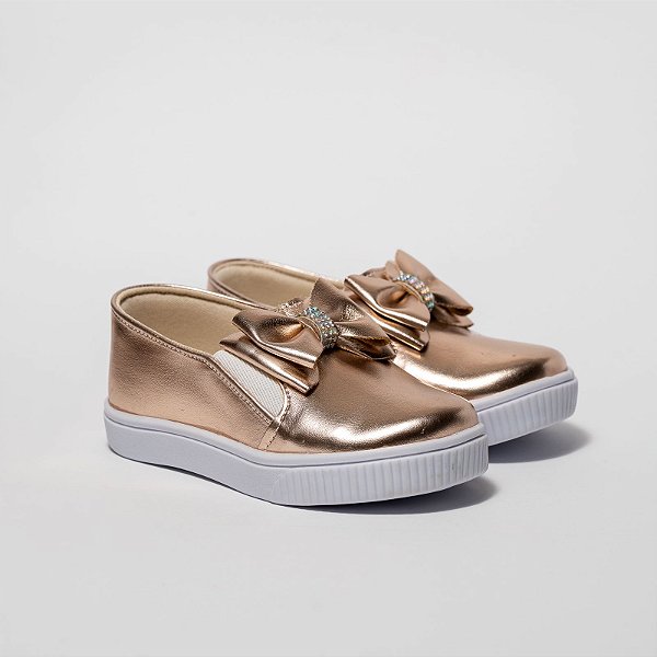 SLIP ON FEMININO - ROSE GOLDEN - LAÇO LUXO - FLOTER METAL - LINHA KIDS