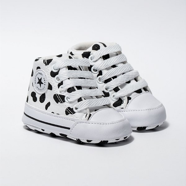STARZINHO CANO ALTO - COR BRANCO c/ ESTAMPA VAQUINHA - MATERIAL LONA - LINHA BABY