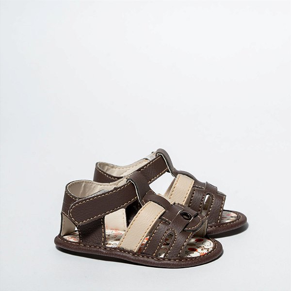 SANDALIA MASCULINA ADVENTURE - COR CAFÉ/MARFIM -  LINHA BABY