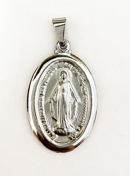 Medalha inox Nossa Senhora das Graças para pescoço
