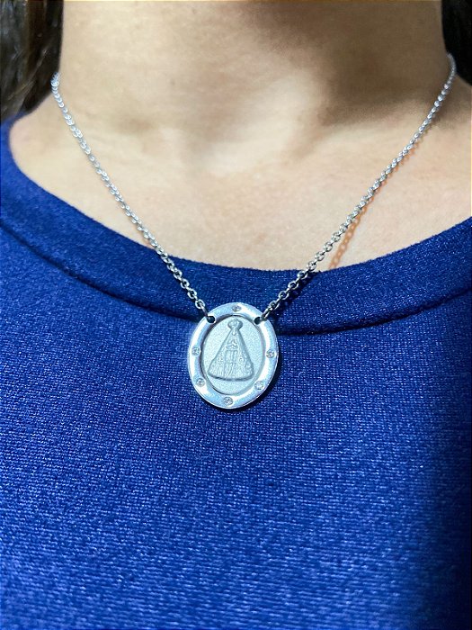 Colar Nossa Senhora Aparecida Inox