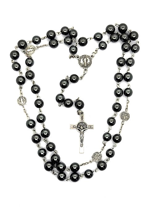 Terço São Bento de Pedra Hematita