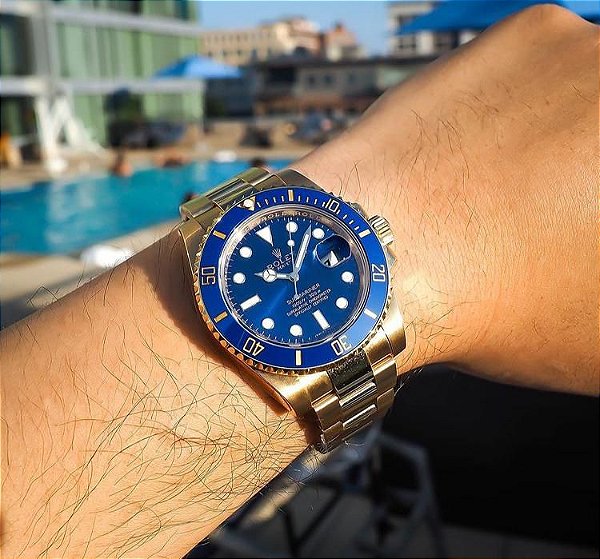 rolex submariner azul e dourado