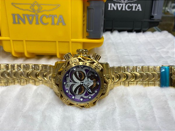 Comprar Relógio Invicta Coringa Dourado Fundo Azul- C/ Caixa Premium -  R$149,99 - Arabian Shop