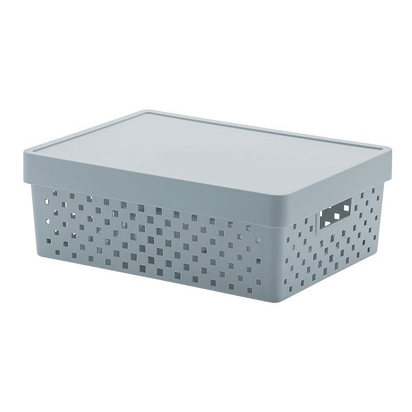 Cesto Organizador Com Tampa Quadratta 39x29x14cm Grey