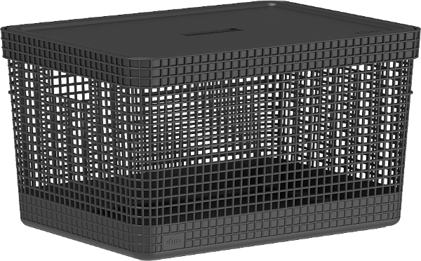 Cesto Organizador Grid Com Tampa 20 Litros Preto