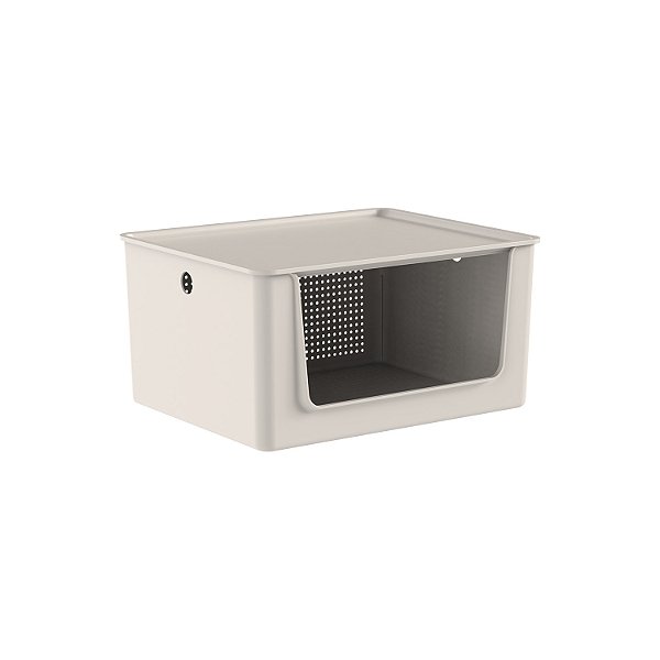 Cesto Flow C/ Abertura Frontal C/Tampa Bege 16 Litros 34 x 27 x 17,4 cm