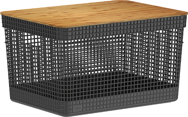 Cesto Organizador Grid 20 Litros Tampa Bambu Preto