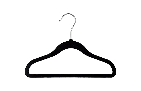 KIt de 50 Cabides de Veludo Baby Cor Preto 28 cm