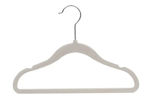 KIt de 50 Cabides de Veludo Baby Cor Bege 28 cm